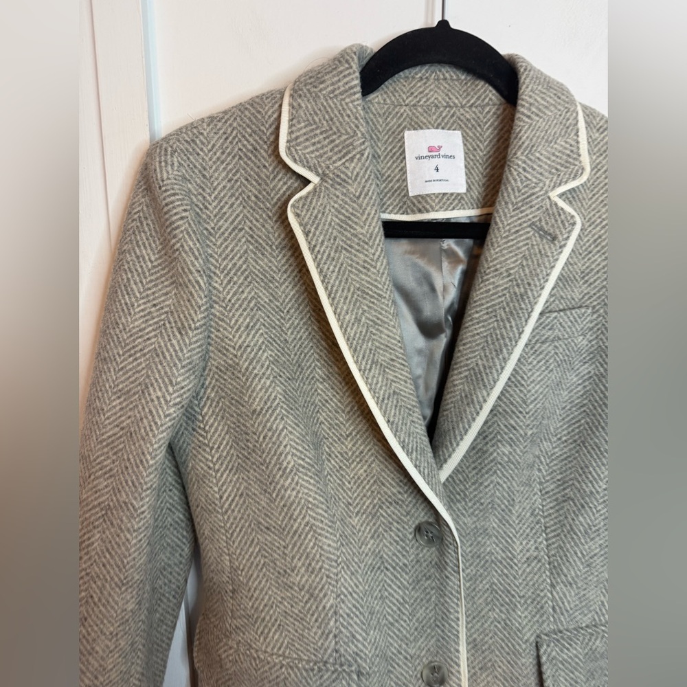 Vineyard Vines Gray Chevron Wool Two Button Blazer - image 5